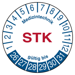 Pr&uuml;fplakette Medizintechnik STK g&uuml;ltig bis Wei&szlig;