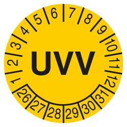 Pr&uuml;fplakette UVV Gelb