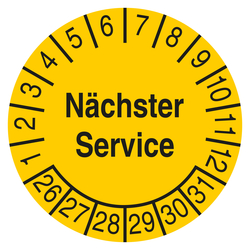 Pr&uuml;fplakette N&auml;chster Service Gelb
