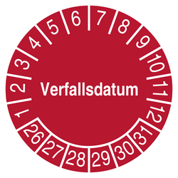 Pr&uuml;fplakette Verfallsdatum Rot