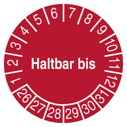 Pr&uuml;fplakette Haltbar bis Rot