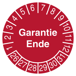 Pr&uuml;fplakette Garantie Ende Rot