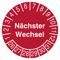 Pr&uuml;fplakette N&auml;chster Wechsel Rot