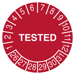 Pr&uuml;fplakette TESTED Rot