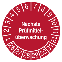 Pr&uuml;fplakette N&auml;chste Pr&uuml;fmittel&uuml;berwachung Rot