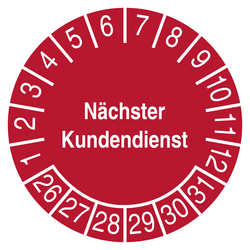Pr&uuml;fplakette N&auml;chster Kundendienst Rot