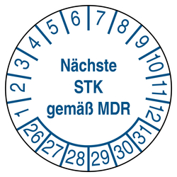 Pr&uuml;fplakette N&auml;chste STK gem&auml;&szlig; MDR Wei&szlig;