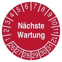 Pr&uuml;fplakette N&auml;chste Wartung Rot