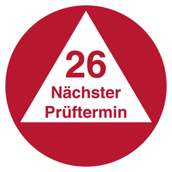 Pr&uuml;fplakette N&auml;chster Pr&uuml;ftermin mit Jahreszahl zweistellig Rot
