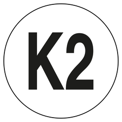 Pr&uuml;fplakette K2 Wei&szlig;