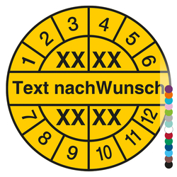 Mehrjahrespr&uuml;fplakette mit Wunschtext und Wunschfarbe f&uuml;r 4 Jahre rund