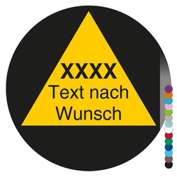 Jahrespr&uuml;fplakette mit Wunschtext und Jahreszahl vierstellig rund