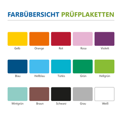 Jahrespr&uuml;fplakette mit Wunschtext und Jahreszahl vierstellig rund