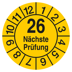 Pr&uuml;fplakette N&auml;chste Pr&uuml;fung Gelb