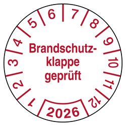Pr&uuml;fplakette Brandschutzklappe gepr&uuml;ft Wei&szlig;
