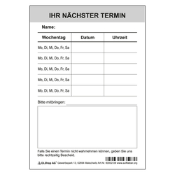 Terminzettel Terminblock, DIN A7, 50 Blatt/Block