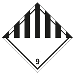 Gefahrzettel Placards Klasse 9 Verschiedene gef&auml;hrliche Stoffe und Gegenst&auml;nde Folie 250 x 250 mm Einzeletikett
