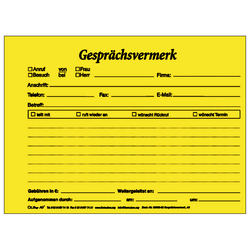 Gesprächsvermerk DIN A5 quer, gelb 100 Blatt/Block, gelocht