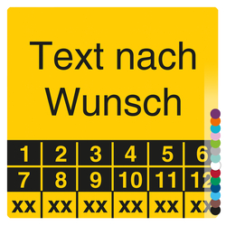 Mehrjahrespr&uuml;fplakette mit Wunschtext und Wunschfarbe quadratisch f&uuml;r 6 Jahre