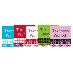 Mehrjahrespr&uuml;fplakette mit Wunschtext und Wunschfarbe quadratisch f&uuml;r 6 Jahre