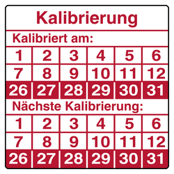 Pr&uuml;fplakette Kalibrierung Wei&szlig;