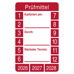 Pr&uuml;fplakette Pr&uuml;fmittel Kalibriert am Durch N&auml;chster Pr&uuml;ftermin