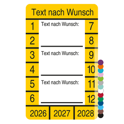 Mehrjahrespr&uuml;fplakette mit Wunschtext und Wunschfarbe rechteckig f&uuml;r 3 Jahre