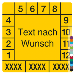Mehrjahrespr&uuml;fplakette mit Wunschtext und Wunschfarbe quadratisch f&uuml;r 3 Jahre