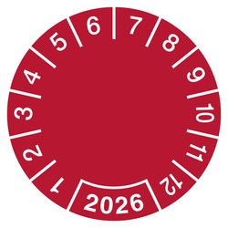 Pr&uuml;fplakette zum Selbstbeschriften mit Jahreszahl (vierstellig) Rot