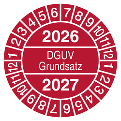 Pr&uuml;fplakette DGUV Grundsatz Rot