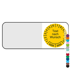 Kabelpr&uuml;fplakette mit Wunschtext und Wunschfarbe f&uuml;r 2 Jahre