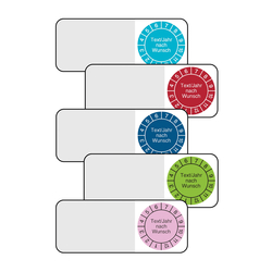 Kabelpr&uuml;fplakette mit Wunschtext, Jahreszahl und Wunschfarbe