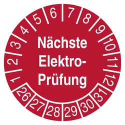 Pr&uuml;fplakette N&auml;chste Elektro-Pr&uuml;fung Rot