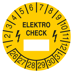 Pr&uuml;fplakette ELEKTRO CHECK Gelb