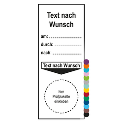 Grundplakette mit Wunschtext, am:, durch:, nach: und zum Selbstbeschriften