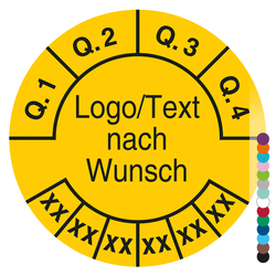 Mehrjahrespr&uuml;fplakette mit Logo, Wunschtext und Wunschfarbe f&uuml;r 6 Jahre