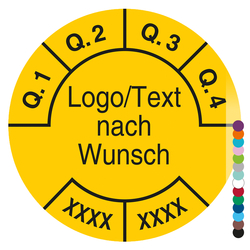 Mehrjahrespr&uuml;fplakette mit Logo, Wunschtext und Wunschfarbe f&uuml;r 2 Jahre, Jahreszahl vierstellig