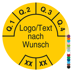 Mehrjahrespr&uuml;fplakette mit Logo, Wunschtext und Wunschfarbe f&uuml;r 2 Jahre, Jahreszahl zweistellig