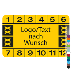 Mehrjahrespr&uuml;fplakette mit Logo, Wunschtext und Wunschfarbe rechteckig f&uuml;r 4 Jahre