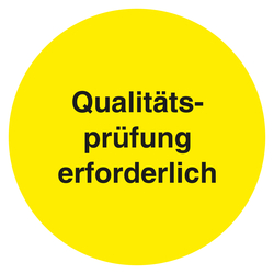 Qualit&auml;tskennzeichen Qualit&auml;tspr&uuml;fung erforderlich Gelb Rund