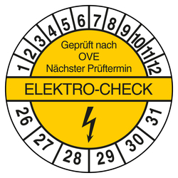 Pr&uuml;fplakette ELEKTRO-CHECK Gepr&uuml;ft nach OVE N&auml;chster Pr&uuml;ftermin