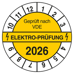 Pr&uuml;fplakette ELEKTRO-PR&Uuml;FUNG Gepr&uuml;ft nach VDE