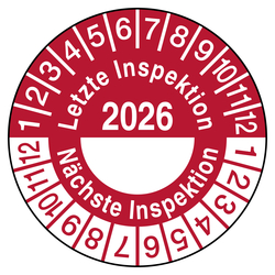 Pr&uuml;fplakette Letzte Inspektion N&auml;chste Inspektion Rot