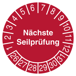 Pr&uuml;fplakette N&auml;chste Seilpr&uuml;fung Rot