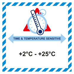 Gefahrzettel Time And Temperature Sensitive +2&deg;C - +25&deg;C