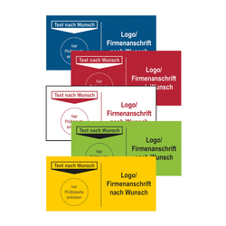 Grundplakette Pr&uuml;fnachweis mit Logo, Wunschtext und Firmendaten