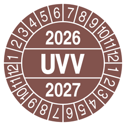 Pr&uuml;fplakette UVV Braun