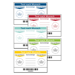 Grundplakette Wartungsnachweis mit Wunschtext, Barcode und fortlaufender Nummerierung
