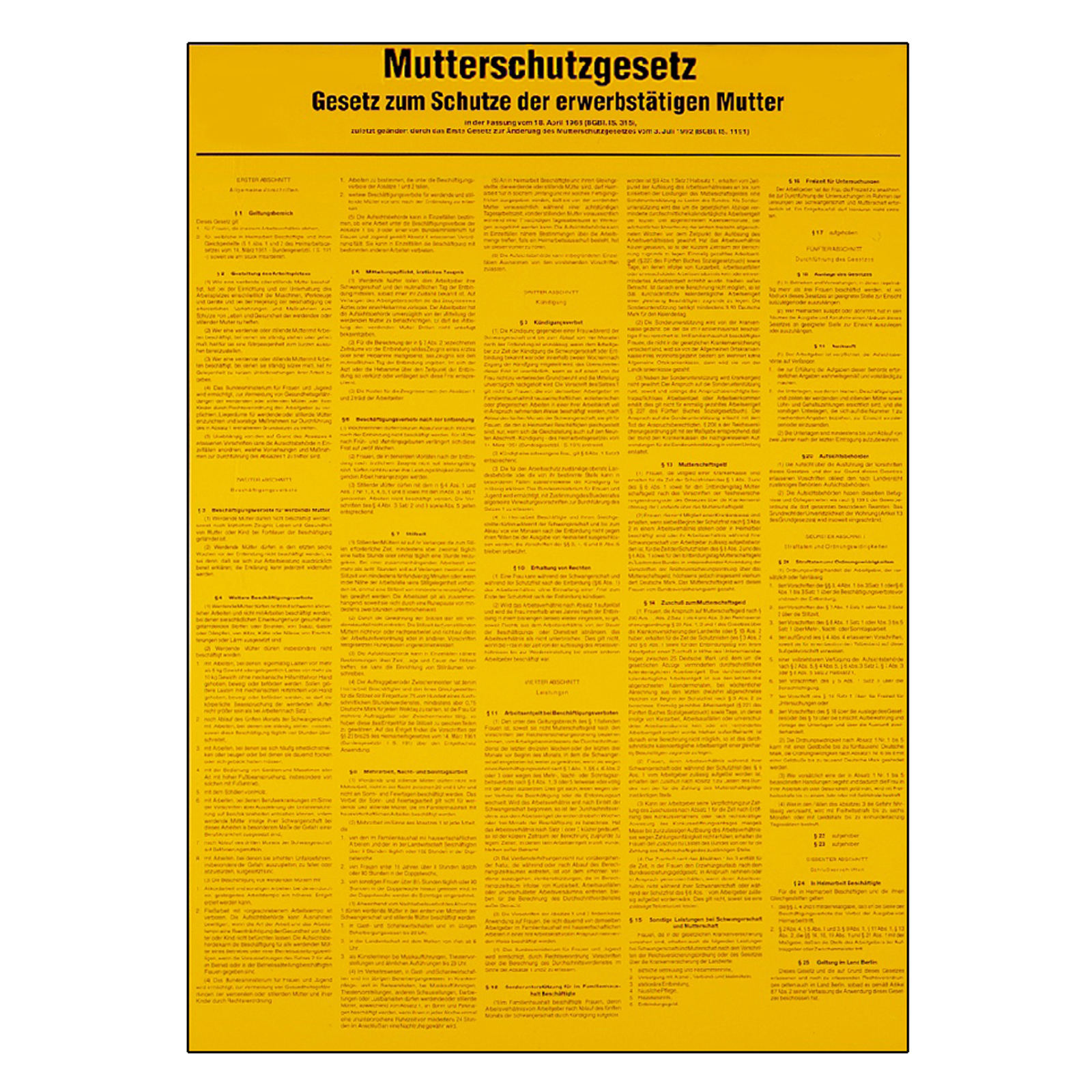 Mutterschutzgesetz aus Aluminium