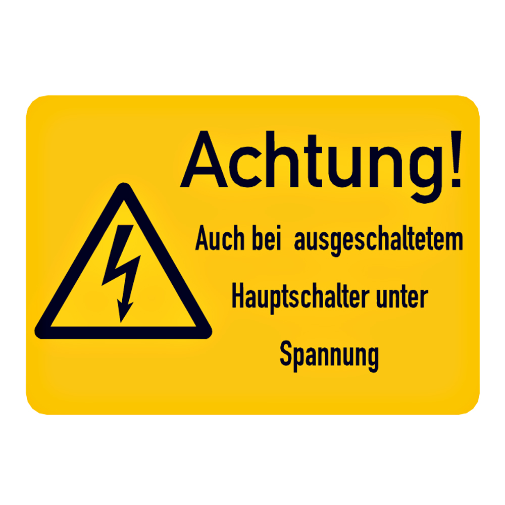 Warn-Kombischild Achtung Vorsicht! Spannung Folie Selbstklebend  B X H 52mm X 26mm Iso 7010 9st